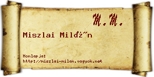Miszlai Milán névjegykártya