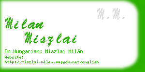 milan miszlai business card